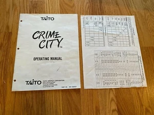 Crime City Video Arcade Game Manual & Wiring Diagram, Taito 1989 - Picture 1 of 1