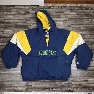 Vintage University Of Notre Dame Starter Anorak Puffer Jacket XL CTG Read Desc - Image 1 of 4