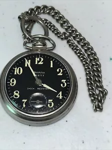 1940s VINTAGE Working WESTCLOX "Scotty" Black Dial Luminous Pocket Watch WINDING - Bild 1 von 10
