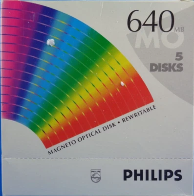PHILIPS MO640 - MAGNETO OPTICAL DISK (4 STÜCK IM ORIGINALKARTON) #NOS #NEUWARE - Image 1 of 4