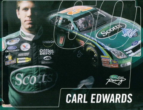 2008 Carl Edwards Scott's Water Smart Ford Fusion NASCAR postcard Cover