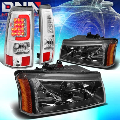 PARA 03-07 SILVERADO FARO CRISTAL NEGRO + ESQUINA + CROMO 3D LED BARRA LÁMPARA TRASERA Foto 1 de 4