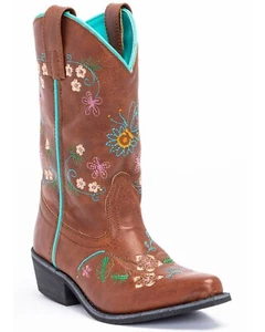 Shyanne braun Snip Toe Cowgirl Westernstiefel Mädchen Jugend Größe 4 Blumenmuster - Bild 1 von 3