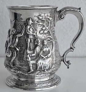 Very fine GEO II solid silver pint tankard mug – London 1752 heraldic interest - Picture 1 of 13