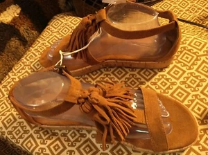 Mossimo supply company Women's Ankle Strap Brown Sandal Flats size 9 New w/o Box - Picture 1 of 8