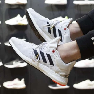 Adidas PureBoost 21 White Solar Red Men's Athletic Shoes GY5099 - Picture 1 of 11