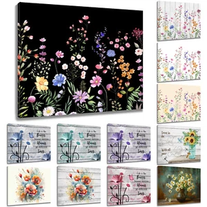Arte de pared de lienzo de flores silvestres colorido de jardín vintage decoración para sala de estar dormitorio - Imagen 1 de 29