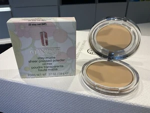 💕Clinique Stay-Matte Sheer Pressed Powder Oil Free - 23 Stay Oat - 7.6g - Boxed - Picture 1 of 6