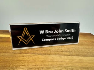 Personalised Masonic Desk Plaque - Festive Table Lodge Freemasonry Arcylic - Picture 1 of 10