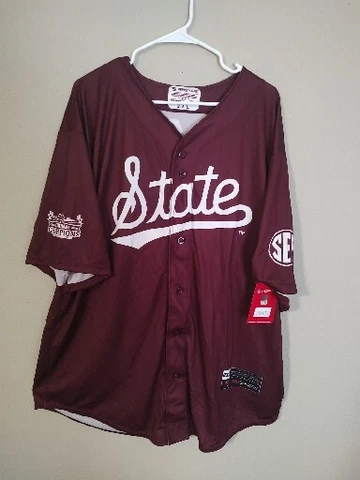 Mississippi State Bulldogs    Sz 2X Athletic  Baseball Jersey New With Tags Cover