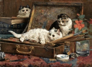 Home Art Wall Decor Animal Cats Kittens Oil Painting Picture Printed On Canvas - Picture 1 of 6