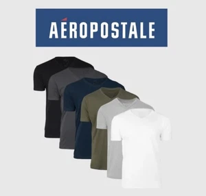 Aeropostale Men's Soft Cotton Blend V-Neck Short Sleeve T-Shirt with Logo Large - Picture 1 of 6