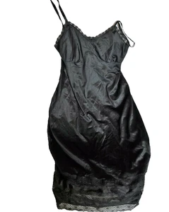 Vintage Gossard 'Artemis Black Slip Gr. 34 Lace Sweetheart Neck USA 60er Nachthemd - Bild 1 von 6