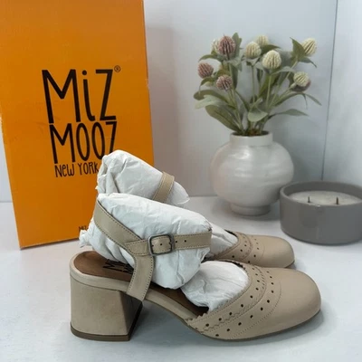 Miz Mooz Storrs Leather Slingback Heels Sandals Cream Women's 6.5/EU 37 Tried On - Image 1 of 4