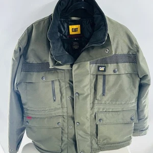 Caterpillar CAT Heavy Insulated Parka Mens Large Gray Reflective Hooded Size M - Picture 1 of 8