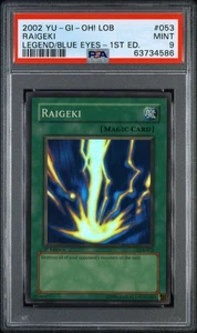 Raigeki LOB-053 1st Edition PSA 9 Mint Yu-Gi-Oh! - Picture 1 of 2