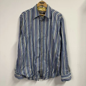 Robert Graham Striped Paisley Embroidered Flip Cuff Shirt Colorful Mens 2XL - Picture 1 of 9