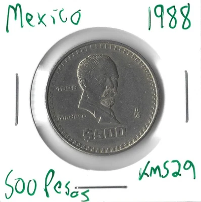 Coin Mexico 500 Pesos 1988 KM529 - Image 1 of 2