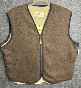 Vintage NWT Woolrich Vest Mens Large Brown Buckskin Wool Zip Outdoor - Picture 1 of 12