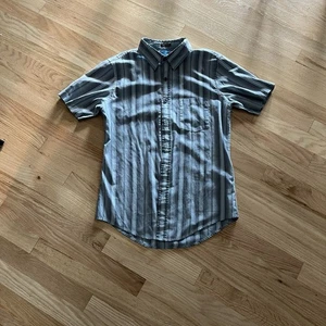 Y2K Camicia Vintage Anchor Blu con Bottoni Manica Corta a Righe Blu Taglia S - Foto 1 di 5