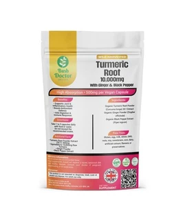 Kurkuma Kapseln 10.000mg + Ingwer + Schwarzer Pfeffer | Vegan - UK Supplement - Bild 1 von 1