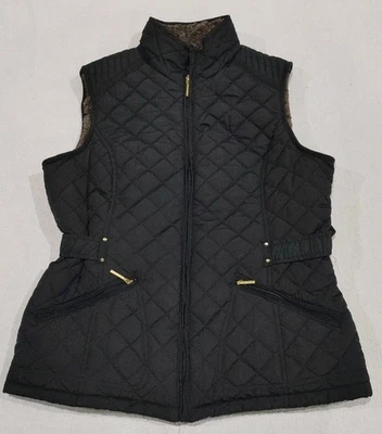 Weatherproof Women's Small Puffer Vest Jacket Black Zip faux fur lining - Image 1 of 4