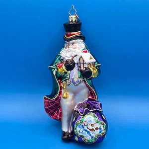 Christopher Radko Quite The Dickens Santa Claus Glitter Glass Ornament 7.5” - Picture 1 of 9