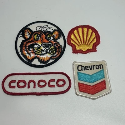 4 OIL and GAS embroidered patches Esso Shell Chevron Conoco Uniform Work Wear - Image 1 of 3