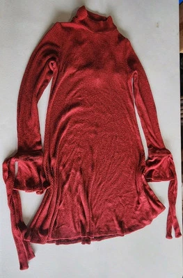 Vestido Vintage Derek Corazón Talla S Calce y Acampanado Mini Boho Enrejado Espalda Mangas Campana Foto 1 de 4