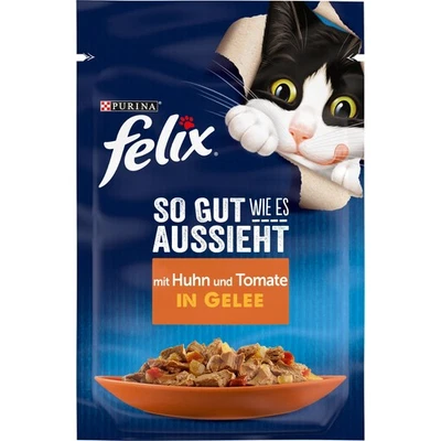 So gut wie es aussieht Katzenfutter nass in Gelee mit Huhn & Tomate 26er Pack... - Bild 1 von 4