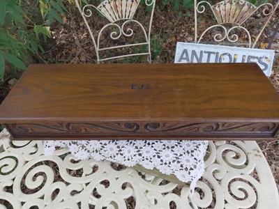 Vintage Old Charm Wood Brothers 2ft Long Oak Table Top Box Monogram KG - Image 1 of 4