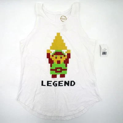 Legend of Zelda 8-Bit Link Triforce Womens Project Karma White Tank Top Size M - Image 1 of 4