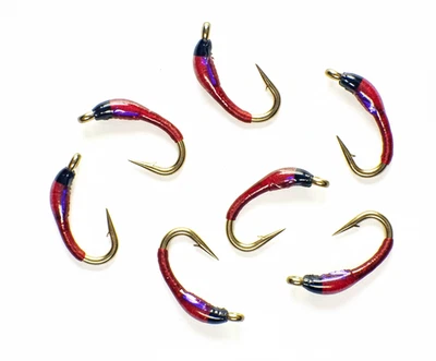 GUIDE FLIES The Gobbler Nymphs UV Blood Red - Premium Trout Fly Fishing Flies Lot