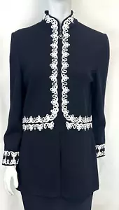 Giacca maglia Santana vintage collezione ST. JOHN 6 nero bianco bordo ricamato - Foto 1 di 15