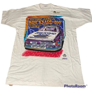 Vintage 1995 Brickyard 400 NASCAR White T Shirt Size XL NEW No Tags Double Sided - Picture 1 of 7