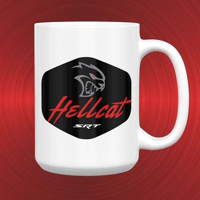 Hell Cat GRANDE 15 oz. TAZA DE CERÁMICA 2 CARAS Challenger Automotive Hellcat Foto 1 de 4