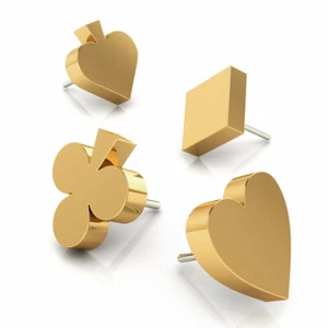 14K Solid Yellow Rose White Gold Playing Card Suits, Piercing, Body Jewelry, 25g - Picture 1 of 4