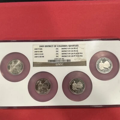 2009-S SILVER 4-COIN DC & TERRITORIAL QUARTER  NGC MS 67 & 68 PF69 & 70 U.C. - Image 1 of 4