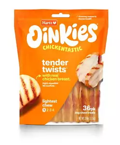 Hartz Oinkies Tender Twists Wrapped with Real Chicken Breast Dog Treats 36 Count - Picture 1 of 7