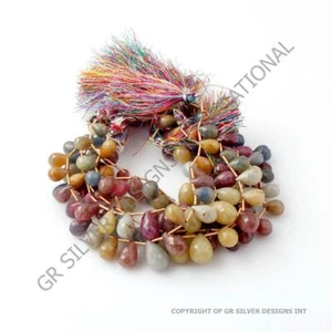 Natural Multi Sapphire Drop Beads 10-17mm Gemstone Smooth Briolettes for Jewelry - Picture 1 of 5