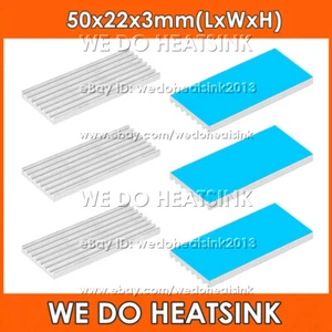 50x22x3mm Silver Heatsink Cooler Radiator With Thermal Adhesive Tape - Afbeelding 1 van 4