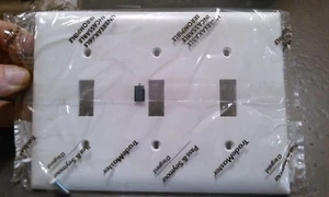 WHITE; 3 GANG LIGHT SWITCH COVER; UNBREAKABLE;LOT OF 10 - Picture 1 of 3