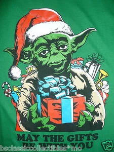 Star Wars Christmas T-Shirt Yoda May The Gifts Be With You Adult Sizes XL & XXL - Picture 1 of 16