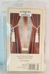 2 Cortinas de Diseño de Interiores 12.5" Cordones de Lazo con Borla de 6" Marfil Clásico - Imagen 1 de 5