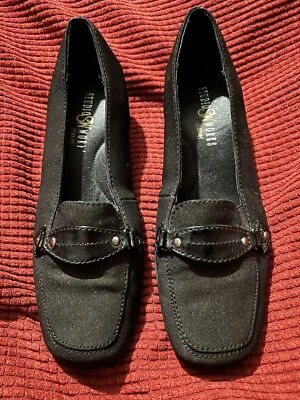 Loafers Ladies Black Flat Slip On Shoes 6.5M By Studio Works EUC - Image 1 of 4