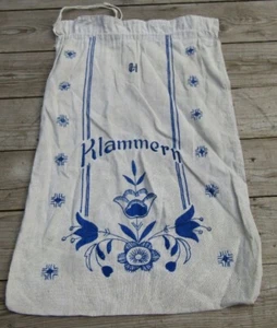 Alter KLAMMERBEUTEL Klammersack LEINEN fein bestickt MONOGRAMM CH  um 1920 - Bild 1 von 6