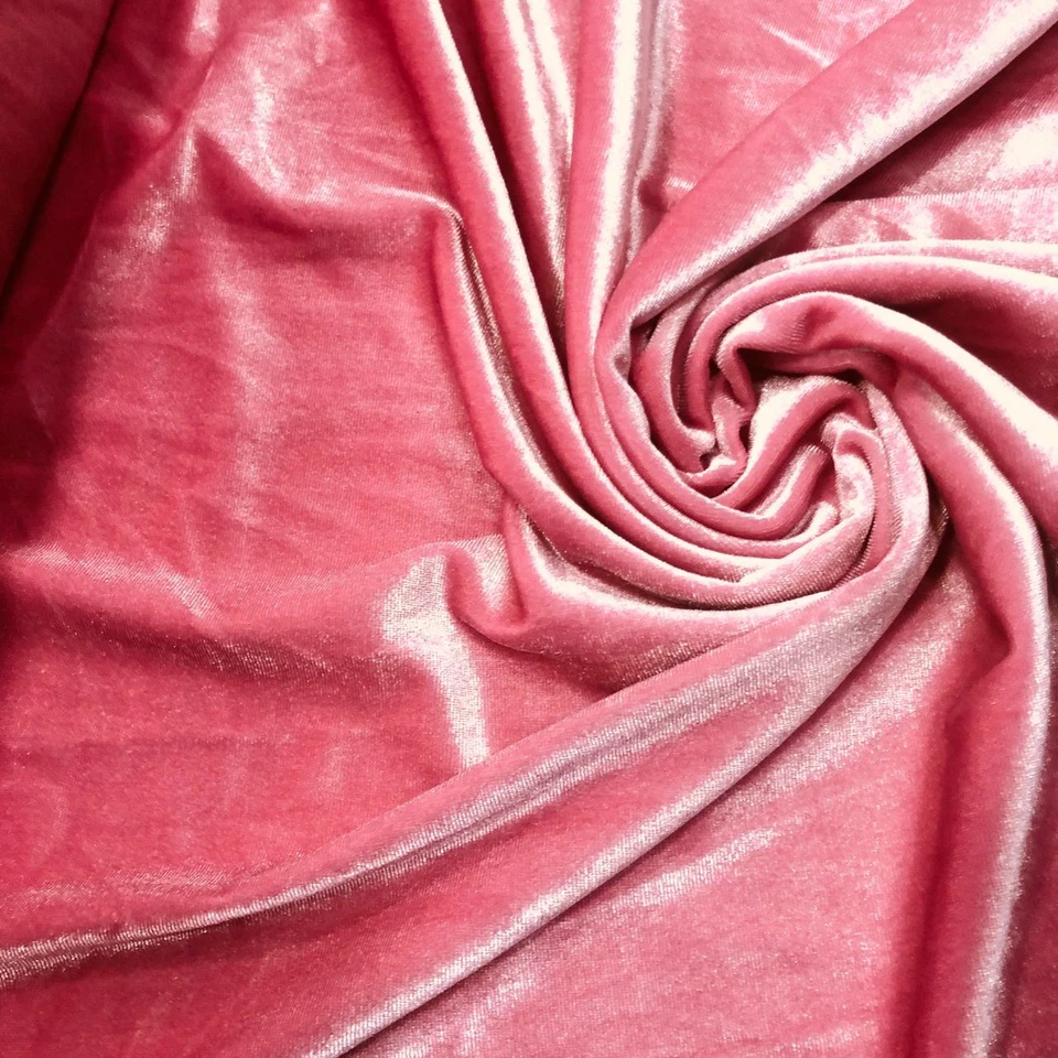 Stretch Velvet Fabric 60" Wide / By The Yard - Pink Color - Image 1 of 1