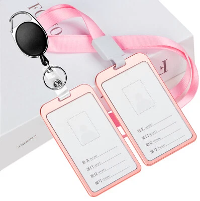 Porta insignia de identificación de trabajo de metal, retráctil con cordones de clip (oro rosa, 2 piezas) Foto 1 de 4