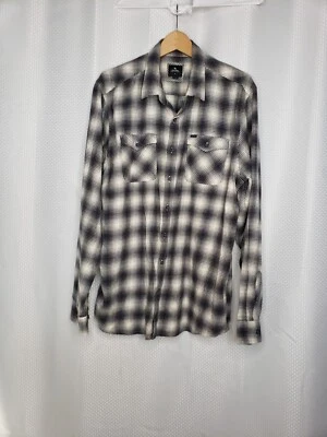CAMISA RIP CURL HOMBRE MANGA LARGA ABOTONADA FRANELA A CUADROS NEGRA Y MARFIL XL Foto 1 de 4