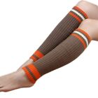 Women Ribbed Knit Leg Warmers Sports Contrast Color Striped Socks